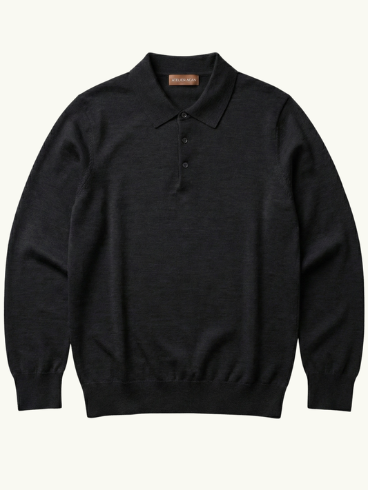 Black Long Sleeve Polo