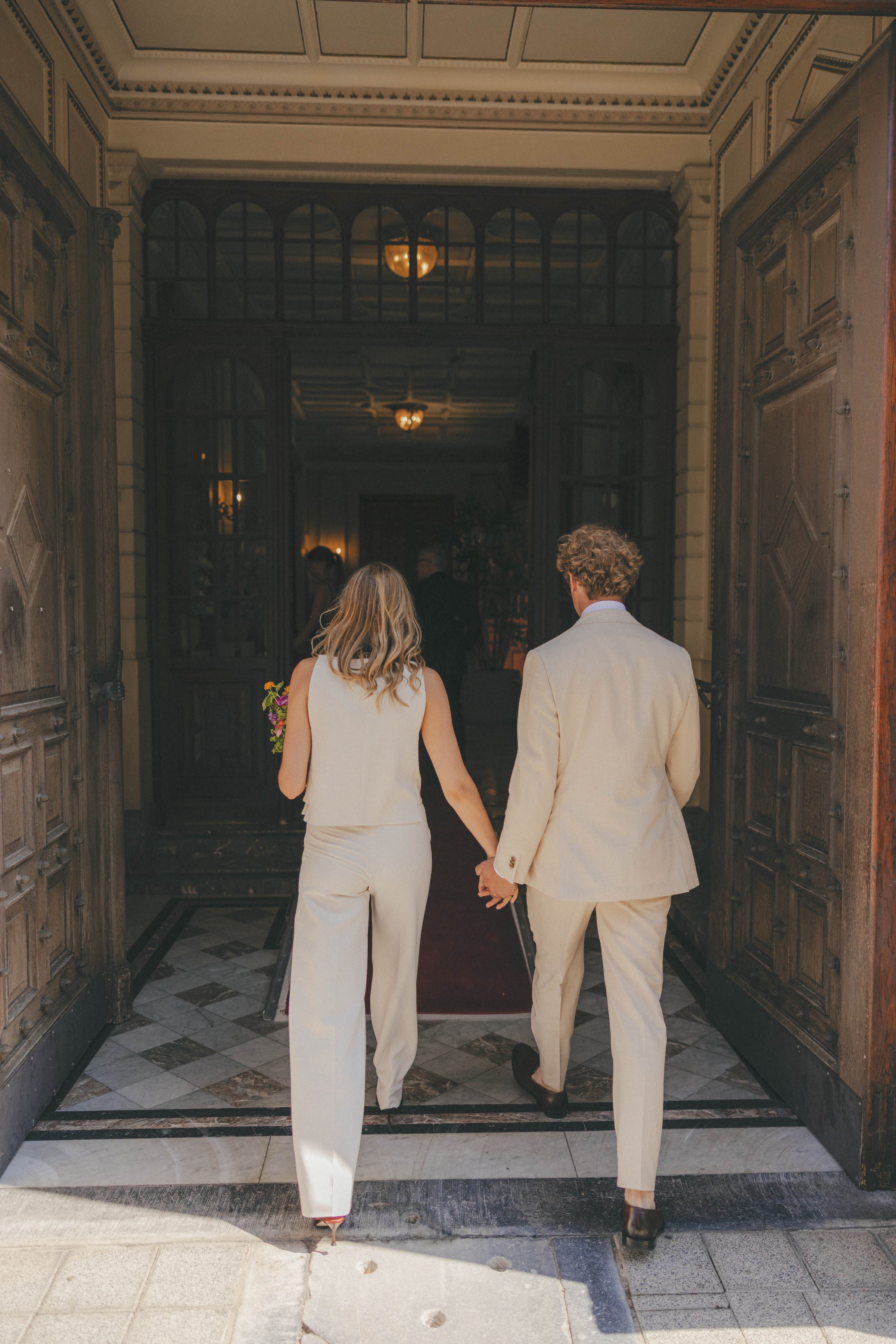 beige wedding suit
